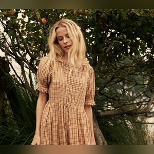 Doen Elodie dress in woven Meringue Plaid